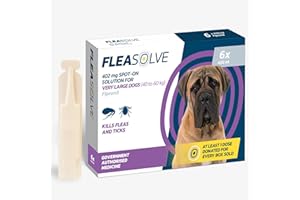 NAQUA LTD FleaSolve x 6 - Flea & Tick Treatment for Dogs 40-60 kg - Spot On Flea and Tick Treatment for Very Large Dogs XL - 6 Pipettes