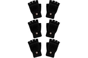Geyoga 3 Paquets Gants sans Doigts avec Couverture Mitaines Convertibles Moelleuses Mitaines avec Rabat