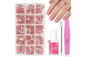 EONFAVE Press on Nails - 240 Pcs French False Nails Short - French Tip Nude Color False Nail Kit - Cute Short Full Cover Stick on Nails Nail Art Manicure Decorations for Girls Women