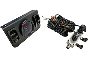 LHFACC in Cab Dual Air Gauge Control Kit with Digital Paddle Switch for Air Pressure Sensor Control of Air Suspension Kit (Red)