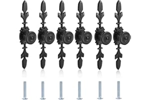 YLINWTECH 6 Piezas Tiradores de Armario con Placa y Tornillos,Pomos Negros para Armario con Placa,Tiradores Estilo Vintage Tiradores de Puerta,para Home,Cajón,Armario,Cocina,Dormitorio,Baño(Negro)