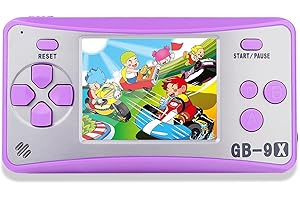 QINGSHE GB9X Consoles de Jeux Portables, Console de Jeux Retro FC Game Console 2.5 Pouces TFT Écran 168 Rétro Classique Jeux, Arcade TV Jeux Vidéo, Cadeau d'anniversaire pour Enfants （Puple）