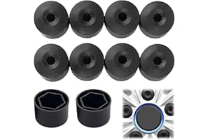 NURHORE 10PCS Black Lug Caps,17mm Hex Head Bolt Cover, Wheel Nut Covers Universal, Alloy Steel Wheel Lug Nut Covers Compatible with VW, Audi, Golf MK5, Bora (Black)