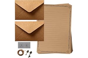 Papier à Lettres Vintage Aged Enveloppes Set, Qixuer Papier à Lettres Avec Enveloppe Set DIY Enveloppes Vintage pour Lettres Lettre d'amour Cadeaux Faits Main
