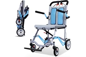 Wisging Ultraleichter Transportrollstuhl - Falten Tragbar Rollstuhl mit Handbremse - Trolleys für ältere Flugzeugreisen
