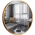 GOLD&CHROME UNIQUE DESIGN Round mirror in frame 63cm, wall mirror, make-up mirror, mirror for bathroom, dressing room or living room, grey