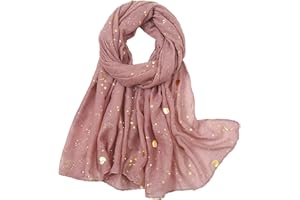KAVINGKALY Étoile Lune Imprimé Foulard Châles Légers pour Femme Foulard à la Mode en Feuille D'argent et Flocon de Neige