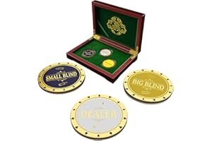 Bullets Playing Cards, Golden Poker Dealer Button Set, with Small Blind and Big Blind Buttons