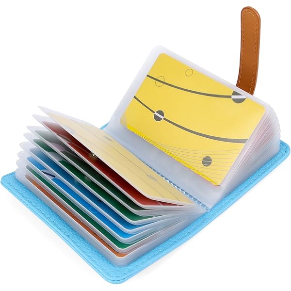 Porte-cartes Femme - Cuir PU, 22 Fentes, Taille Compacte 10,5x7,5 Cm, Lot De 2 (bleu Clair/gris)