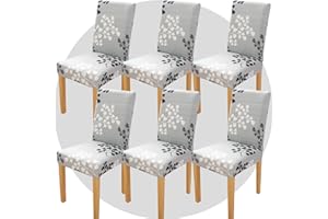 ZHILING Chair Covers Set of 6 Super Fit Stretch Removable Washable Dining Room Chair Protector Cover Seat Cover for Hotel, Dining Room, Ceremony, Banquet, Wedding Party (Leaf Style)