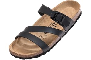 Palado Pantoletten Damen Ikaria – bequeme Sandalen Made in Spain - Hausschuhe mit dämpfendem Kork-Fußbett - modische Sommerschuhe