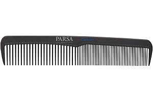 PARSA BEAUTY Peine/peine universal para cabello de 15 cm, carbono antiestático con 2 serraciones Peine de carbono finamente compacto y grueso, diseñado para la carretera