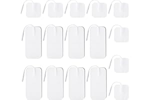 Stonenect Électrodes adhésives Patch d’électrode carré Pansements autocollant Tampons adhésifs remplacement pour TENS/EMS Machines (8Pcs 5 x5cm+8Pcs 5 x10cm-2 mm Connecteur à broches)