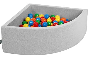KiddyMoon Piscine À Balles pour Bébé Quart Angulaire 90X30cm/200 Balles 7Cm Fosses À Boules Jouet Enfant, Gris Clair: Jaune/Vert/Bleu/Rouge/Orange