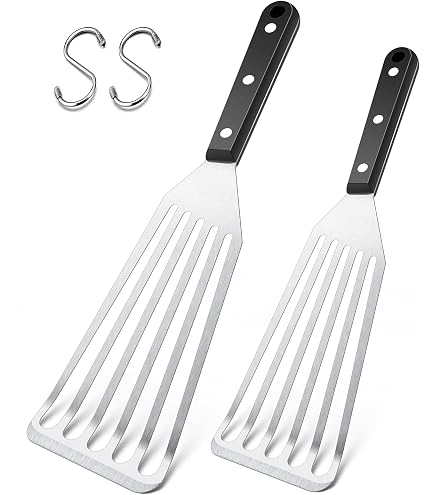 Paletta per pesce, spatola spessa in acciaio inox, utensile da cucina con manico ergonomico e testa scanalata per girare, grigliare, arrostire e cuocere pesce Delr