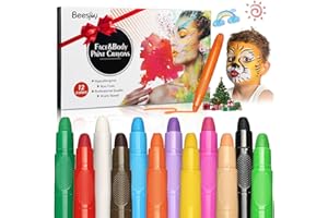 Beesjuy 12 Body Painting Colori, Face Painting Bambini, Trucchi Truccabimbi, Colori per Pancia Gravidanza Sicuro, per Carnevale e Cosplay, Halloween