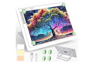 Phylosal Rechargeable A3 LED Light Pad with Built-in Stand, Magnetic Tracing Light Box for Drawing, Diamond Art Light Board with Side Button, Super Bright Light Table for Diamond Painting, Sketching