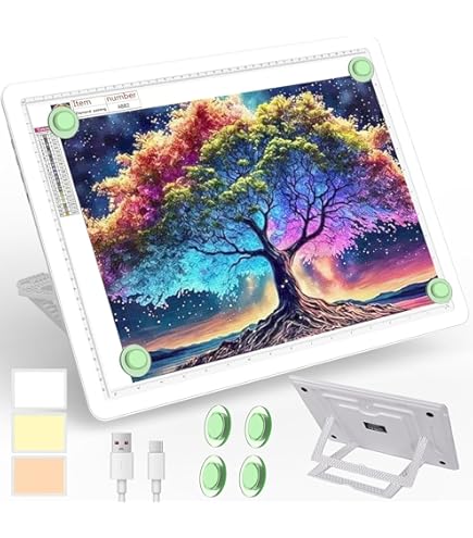 WELZK 10000 LUX High Bright Light Pad A2, 3 kleuren licht bord met UL- adapter. 10 niveaus/traploos dimmen voor diamant schilderen, traceren, tekenen, schetsen enz