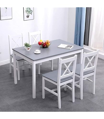 Set Sala Da Pranzo En.casa Tavolo In Vetro E Metallo 105x60x75 Cm Con 4 Sedie In Plastica Bianche/nera - Arredo Moderno Per Cucina E Soggiorno - 4