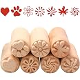 Set De 7 Tampons En Bois Pour Poterie - Motifs Fleur, Cœur, Feuille Et Patte, 5x2 Cm, Pour Argile, Pâte à Modeler Et DIY