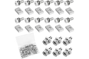 BUBUNY 36pcs Motorcycle Battery Terminal Nuts and Bolt Kit, M6 x 14 mm Bolt Square Nut Kit, Stainless Steel Motorcycle Battery Screw and Nut, 304 Stainless Steel Motorcycle Battery Screws