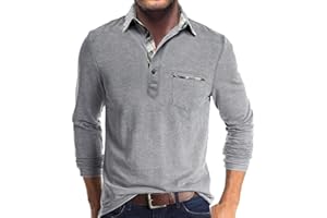 Comilaka Polo Hombre Manga Larga Contraste Camiseta Poloshirt Casuales Otoño Invierno