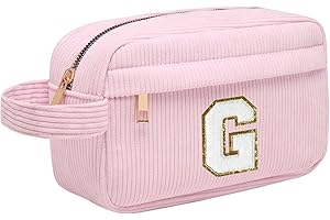 TOOZEN Borsa per cosmetici per donna Personalizzata Iniziale, Pochette Trucchi Viaggio con Tasca Interna, Trousse Trucchi Organizer Cosmetici, Regalo Compleanno Natale Ideale per Donne Ragazze Amic Rosa G