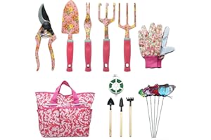 MQFORU Set di Attrezzi da Giardino, Kit Regalo di Attrezzi Manuali da Floreale Giardino da 12 Pezzi, Regali da Giardinaggio per Donne e Uomini, Attrezzi da Giardinaggio per Impieghi Gravosi