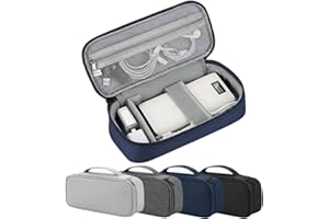 Arae Poche électronique de Stockage de câbles, Valise d'organisateur de Sacs avec Compartiments, Accessoire de Voyage imperméable pour Chargeur, Adaptateur, câbles, Couche Unique - L Bleu foncé