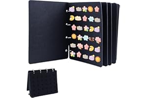 Les-Theresa 8 Pages Enamel Pin Display Pages, Pin Collection Display Book 10.2X8.4In Pin Collector Storage, Brooch Holder Page-Flip Pin Display Holder, Enamel Pin Display Stand For Store 180 (Black)