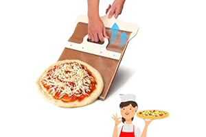 BAYUYI Pelle à pizza coulissante,Sliding Pizza Peel,Pizza Peel Transfers Pizza Pie Snacks,Antiadhésive,Pizza Paddle with Handle Detachable,Pizza Spatula Paddle for Ovens for Indoor Outdoor Gathering Barbecue