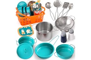 VEITCH FAIRYTALES Veitch fairytals Accesorios & Utensilios de Cocina Juguetes, Menaje Olla Pequeños Cacharritos Cocinitas de Juguetes Metal para Infantil Cozinha Criança Brincar Niños 3 4 5 6 7 8 Años (Verde)