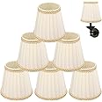 Small Lamp Shade Set of 6 Chandelier Shades,Farmhouse Small Lamp Shade Chandelier Clip on Lamp Shade Modern Lampshade Fabric Lampshades for Chandelier Candle Bulbs Lighting Accessories