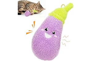 Zeepet Catnip Cat Toy with Squeaker – Baby Grade Plush Kicker Toy for Indoor Cats & Kittens, Self-Play Interactive Cat Toy, Soft Chew Toy for Teeth Cleaning with 2000mg Catnip(Purple Eggplant)