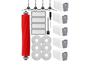 iRobacc Accesorios para aspiradora Roborock Qrevo Pro/Qrevo S/Qrevo MaxV, 1 cepillo principal, 4 filtros HEPA, 5 bolsas de polvo, 6 toallitas, 4 cepillos laterales, 1 cepillo, 22 pcs de repuesto