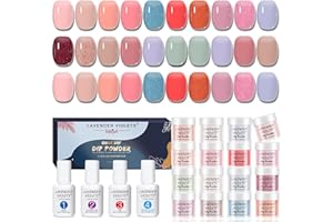 ‎LAVENDER VIOLETS Lavender Violets Dip Pulver 20Pcs Dipping Powder System Trendy Geleefarben Halb Transparent Maniküre Nail Art Palette mit Base&Top Coat, Aktivator Brush Crystal Pastel French Nagel Polish M964