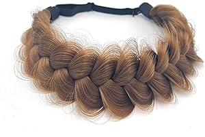 TOECWEGR Extensions Haarband Haarreifen Zopf Geflochten Classic Chunky Wide Plaited Wedding Fluffy Braids Wig Women Girl Beauty Accessory (Hellbraun H)