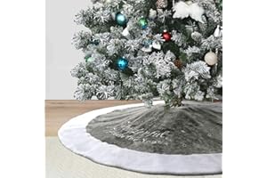 ‎DREMISLAND Dremisland 90cm Weihnachtsbaum Röcke Plüsch Weihnachtsbaum Rock Grau Weiß Kunstpelz Weihnachtsbaumdecke Fell Christbaumständer Teppich für Weihnachtsfeiertagsfeier Dekoration (Grau & Weiß, 90cm)