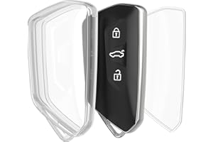 kwmobile Autoschlüssel Hülle kompatibel mit VW Golf 8 3-Tasten Autoschlüssel - Schlüsselhülle Silikon Cover - Transparent