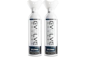 EVOLVE 22-Litre Pure Oxygen Canister with Breathing Cup | Portable Oxygen Can | Ideal for Home Use and Outdoor Activities | Designed by Firefighters | Made in Britain | Pack of 2
