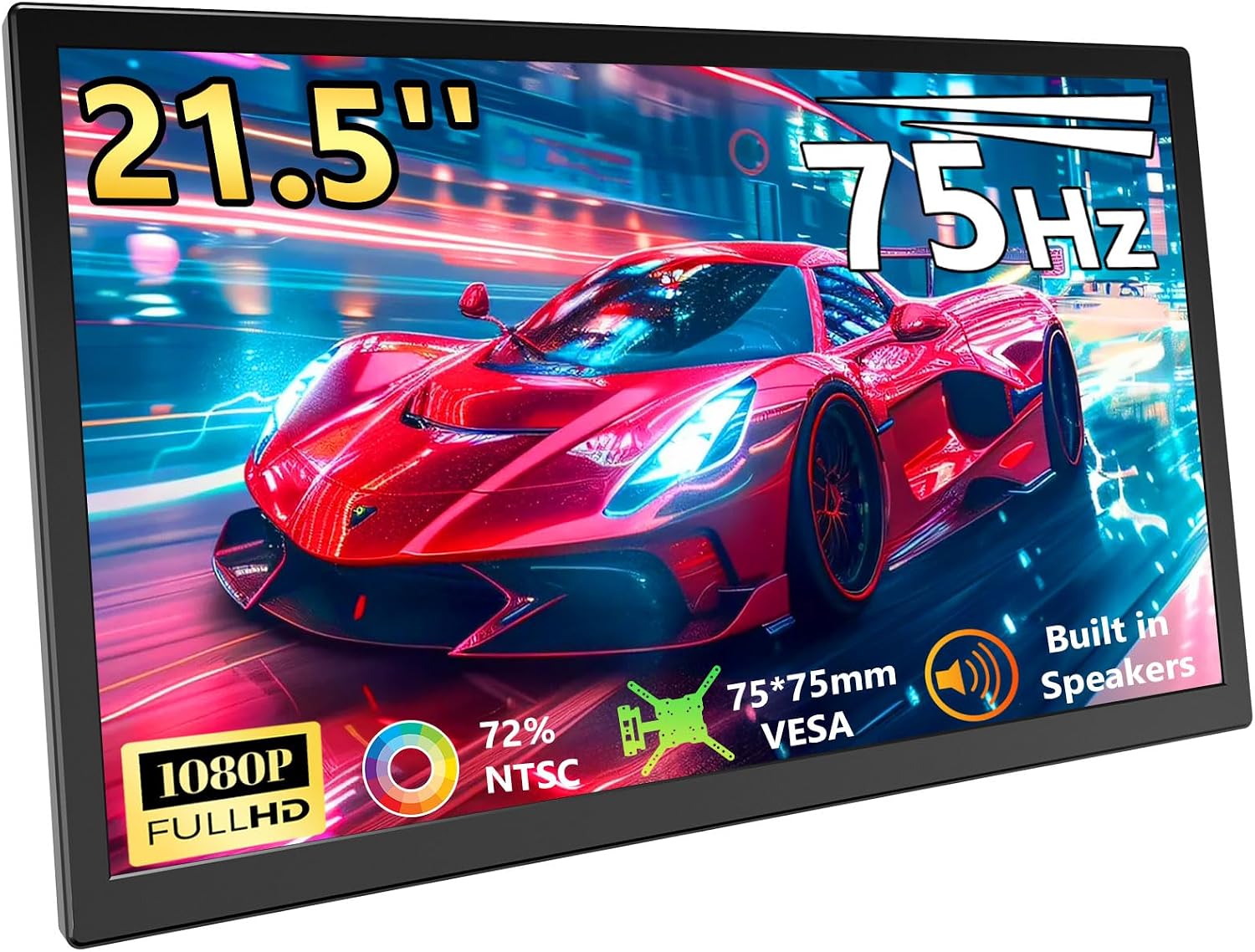 Showscren 21.5 Inch Large Portable Monitor, FHD 1080P 75Hz Ultra-Wide External Screen, USB-C & HDMI Plug and Play Second Monitor, VESA Mountable Portable Display for Laptop Desktop Home Office Gaming