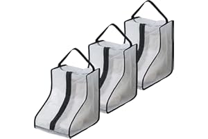 Mezeic Shoe Bags for Travel, 3 Pack Boot Storage Bag Dustproof Ankle Bootie Protector Bag with Handle Portable Mid-Calf Boot Short Boots Suitcase Packing Organizers for Women Men (Ankle Boots)