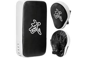 WUWEOT 2-in-1 Punching Mitts Kick Pack Set, Boxing Mitts Focus Pads and Taekwondo Kick Shield, Adjustable Soft Shield Durable Training Pads Set for Boxing, Kickboxing, Karate, Muay Thai, MMA Training