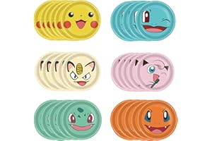 Mienocol 60pcs Cartoon Poke-Ball Party Paper Plates,7 inch Cartoon Elf Ball Theme Party Plates Party Tableware for Baby Shower Kids Birthday Party Table Decoration
