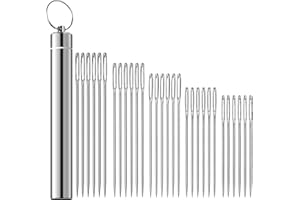 Z-TIISON 30pcs Big Eye Hand Sewing Needles in 5pcs Different Sizes 6 for Each Size Large Eye Stitching Needles in a Clear Tube Upholstery Needles Set 1.65” 1.8” 2” 2.2” 2.36”