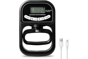 Kraftmätare, digital handkraftsmätare, digital greppkraftsmätare, 265 pund/120 kg digital handdynamometer, greppstyrketestare med USB-laddkabel, stor LED-skärm för styrketest