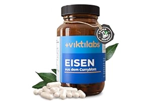 ‎VIKTILABS Eisen aus Curryblatt - Mit natürlichem Vitamin C aus Acerola - Hohe Bioverfügbarkeit für bessere Aufnahme - pflanzlich & gut verträglich - Laborgeprüfte Qualität - 14mg Eisen pro Kapsel (1er Pack)