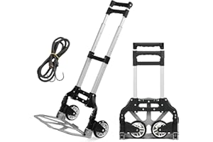Yaheetech Aluminum Folding Hand Truck Heavy Duty Sack Trolley with Wheels Foldable Barrow Cart 75kg Load Capacity, Black