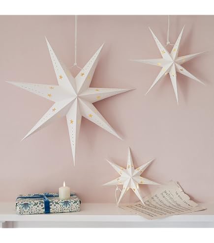 Étoile De Noël LED 60 Cm - Décoration Suspendue 3D En Papier Pour Fenêtre, Intérieur, Période De L'Avent (fonctionne Sur Piles) - 9