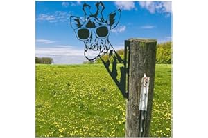 CCWORAN Metall Giraffe Garten Ornamente Für Zäune Dekorationen Outdoor Home Giraffe Tiere Garten Dekor Skulpturen Rost Gusseisen Silhouetten Baum Hof Wandkunst Geschenk Giraffe